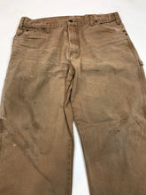 Vintage 90s W38 L32 worn distressed Dickies heavy cotton tan beige canvas duck weave workwear carpenter pants